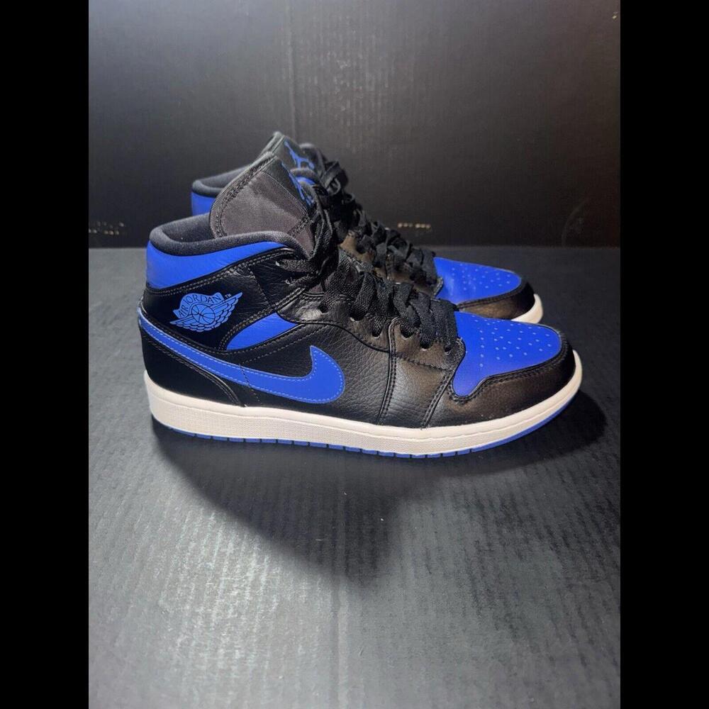 Nike Air Jordan 1 Mid 'Black Hyper Royal' - 554724-068 - Size 9